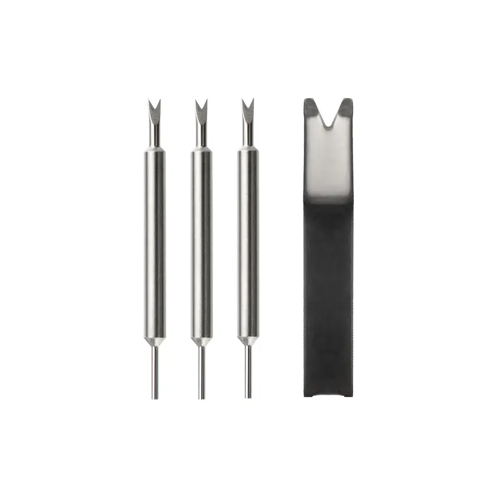 Zakończenia stalowe do narzędzia PATTINI – widelec, trzpień i szeroki element do zegarków